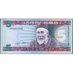 Литва 5 литов 1993, серия GAC (Lithuania 5 litai 1993) P 55a : UNC