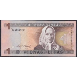 Литва 1 лит 1994 года, AAA1591211 (Lithuania 10 litu 1991) P 53: UNC