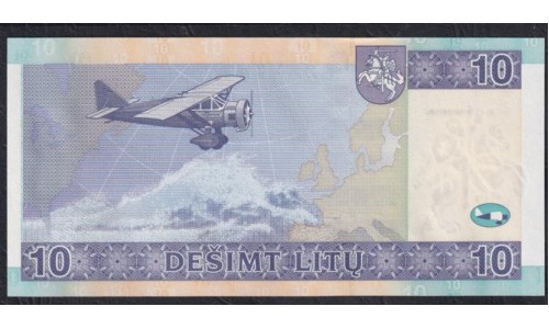 Литва 10 лит 2007 года, серия Замещения АZ 0148402(Lithuania 10 litu 2007 series AA) P 68: UNC