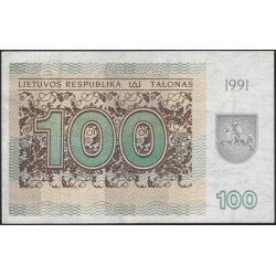 Литва 100 талонов 1991 (Lithuania 100 talonas 1991) P 38a : Unc
