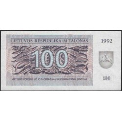 Литва 100 талонов 1992 (Lithuania 100 talonas 1992) P 42 : Unc