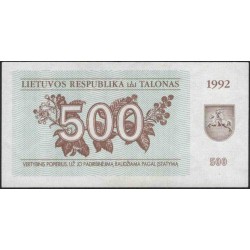 Литва 500 талонов 1992 (Lithuania 500 talonas 1992) P 44 : Unc