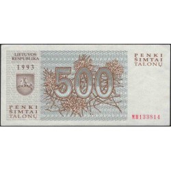 Литва 500 талонов 1993 (Lithuania 500 talonas 1993) P 46 : Unc