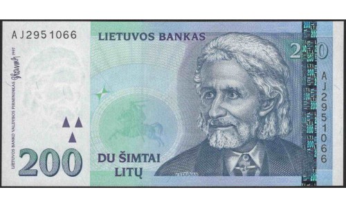Литва 200 литов 1997 (Lithuania 200 litu 1997) P 63 : Unc