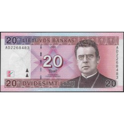 Литва 20 литов 2001 (Lithuania 20 litu 2001) P 66 : Unc