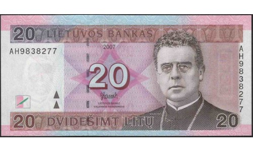 Литва 20 литов 2007 (Lithuania 20 litu 2007) P 69 : Unc