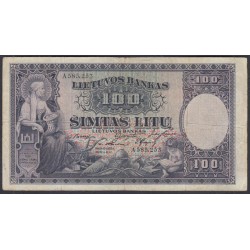 Литва 100 лит 1928 года (Lithuania 100 Litu 1928) P 25: VF