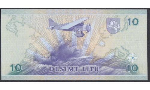 Литва 10 литов 1997 года, Серия ААА 2785331 (Lithuania 10 litu 1997) P 59: UNC