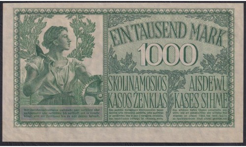 Литва 1000 марок 1918 года, Ковно - Каунас, A.543554 (Lithuania 1000 mark 1918, KOWNO) P R134a: UNC