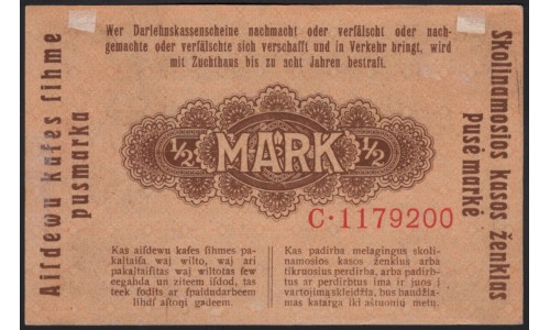 Литва 1/2 марки 1918 (Lithuania 1/2 mark 1918) P R127 : UNC-