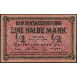 Литва 1/2 марки 1918 (Lithuania 1/2 mark 1918) P R127 : UNC