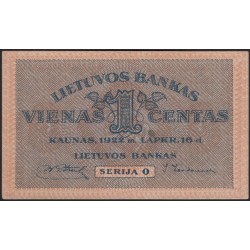 Литва 1 цент 1922 (Lithuania 1 centas 1922) P 7a : UNC