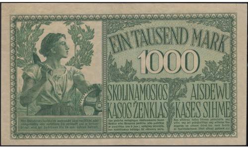 Литва 1000 марок 1918 (Lithuania 1000 mark 1918) P R134b : aUNC