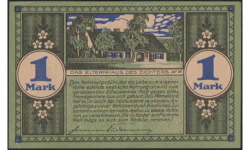 Литва 1 марка 1922 (Мемель) (LITHUANIA 1 Mark 1922 (Memel)) : UNC