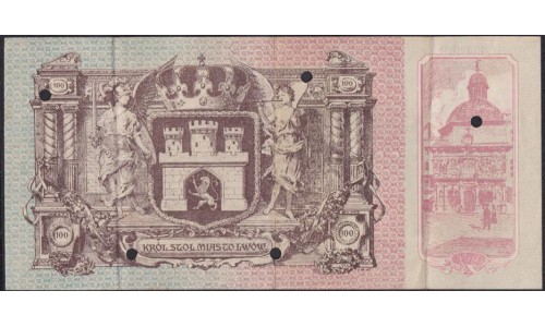 Львов 100 крон 1915 года, серия J. j  № 30300(Lwow 100 koron 1915) : XF