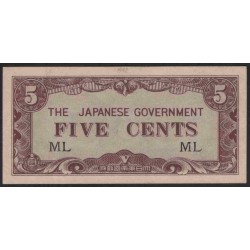 Малайя (Японское правительство) 5 центов б/д (1942) (Malaya (Japanese goverment) 5 cents ND (1942)) P M2a : UNC