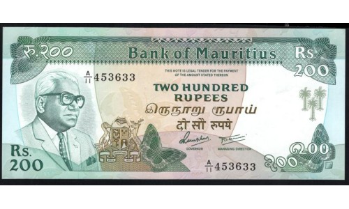 Маврикий 200 рупий 1985 год  (MAURITIUS 200 rupees 1985) P 39b: UNC
