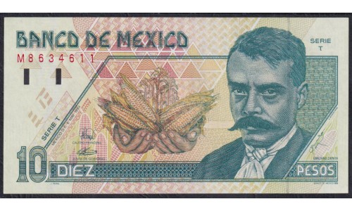 Мексика 10 песо 1994 год, серия T (MEXICO 10 Pesos 1994, series T) P 105a(13): UNC