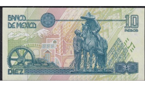 Мексика 10 песо 1994 год, серия T (MEXICO 10 Pesos 1994, series T) P 105a(13): UNC