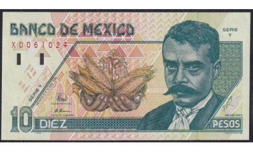 Мексика 10 песо 10-05-1996 год, серия Y (MEXICO 10 Pesos 10-05-1996, series Y) P 105bY(1): UNC