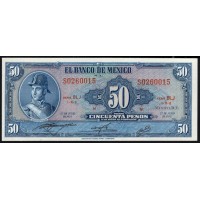 Мексика 50 песо 1972 года, серия BLJ (MEXICO 50 Pesos 1972) P 49u : UNC