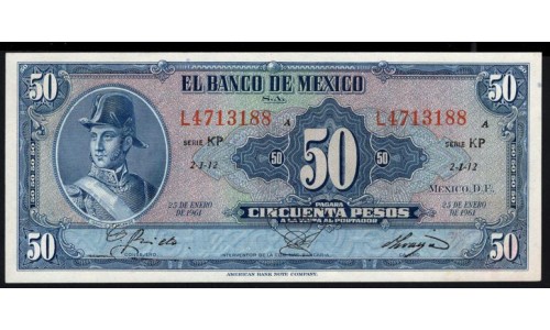 Мексика 50 песо 1961 год, серия КР (MEXICO 50 Pesos 1961) P 49m: UNC