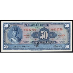 Мексика 50 песо 1963 года, серия ATD (MEXICO 50 Pesos 1963) P 49o(2): UNC