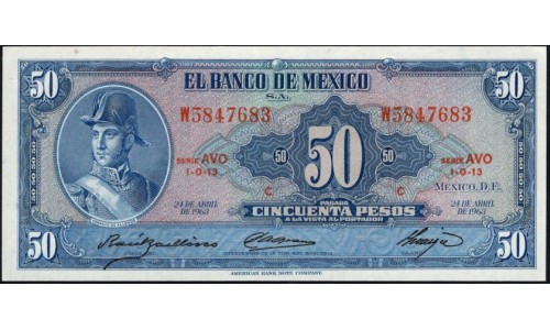 Мексика 50 песо 1963 (MEXICO 50 Pesos 1963) P 49u : UNC