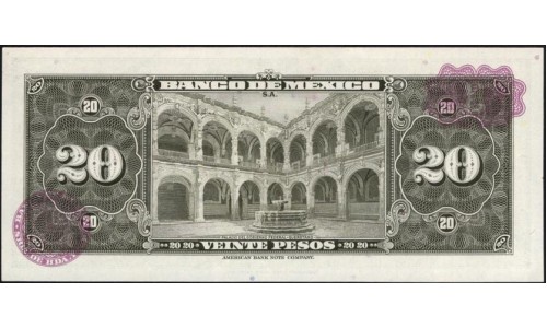 Мексика 20 песо 1961 (MEXICO 20 Pesos 1961) P 54j: UNC
