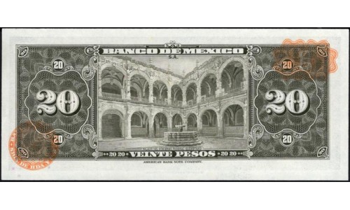 Мексика 20 песо 1970, серия BIJ (MEXICO 20 Pesos 1970) P 54p : UNC