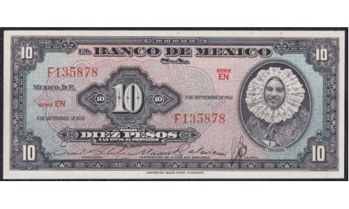 Мексика 10 песо 8-9-1954, серия EN (MEXICO 10 Pesos 8-9-1954) P 56b(2): UNC