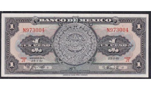Мексика 1 песо 25-1-1961 серия JT (MEXICO 1 Peso 25-1-1961) P 59g(2): UNC