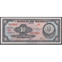Мексика 10 песо 17-02-1965 серия BAQ (MEXICO 10 Pesos 17-02-1965) P 58k : UNC
