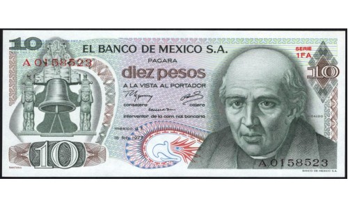 Мексика 10 песо 1977 (MEXICO 10 Pesos 1977) P 63i(3) : UNC