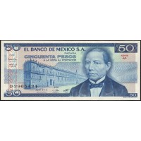 Мексика 50 песо 1981 серия JA (MEXICO 50 Pesos 1981 series JA) P 73 : UNC