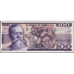 Мексика 100 песо 1982 серия VE (MEXICO 100 Pesos 1982 series VE) P 74c : UNC