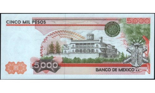 Мексика 5000 песо 1982 серия POF60646 (MEXICO 5000 Pesos 1982 series POF60646) P 77b: UNC
