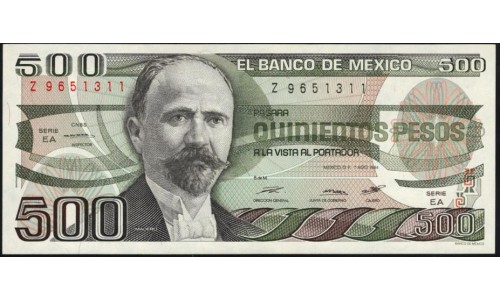 Мексика 500 песо 1984 серия EA, литера Z (MEXICO 500 Pesos 1984 series EA) P 79а : UNC
