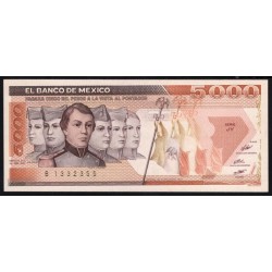 Мексика 5000 песо 1987 серия JY (MEXICO 5000 Pesos 1987 series HS) P 88b(7): UNC