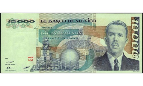 Мексика 10000 песо 1987 серия LM (MEXICO 10000 Pesos 1987 series LM) P 89 : UNC