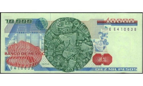 Мексика 10000 песо 1987 серия LM (MEXICO 10000 Pesos 1987 series LM) P 89 : UNC