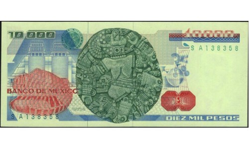 Мексика 10000 песо 1985 серия KU (MEXICO 10000 Pesos 1985 series KU) P 89: UNC