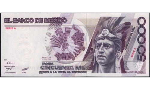 Мексика 50000 песо 1986 серия A (MEXICO 50000 Pesos 1986 series A) P 93a : UNC