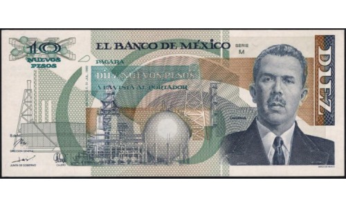 Мексика 10 песо 1992 серия M (MEXICO 10 Pesos 1992 series M) P 95 : UNC