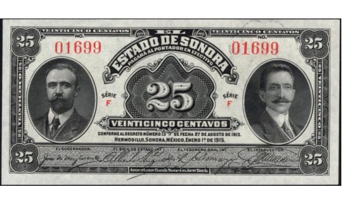 Мексика 25 центаво 1915 (MEXICO 25 Centavos 1915) P S1069 : UNC