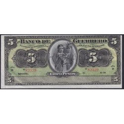 Мексика 5 песо 1906 - 1914 года (MEXICO 5 PesosBanco de Tamaulipas 1906-1914)  P S298: UNC