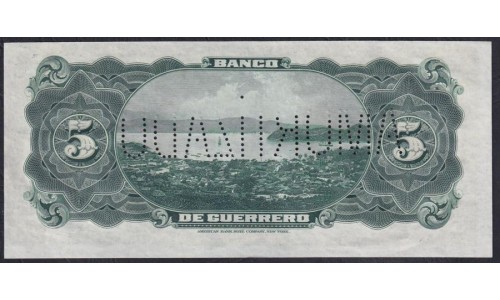 Мексика 5 песо 1906 - 1914 года (MEXICO 5 PesosBanco de Tamaulipas 1906-1914)  P S298: UNC
