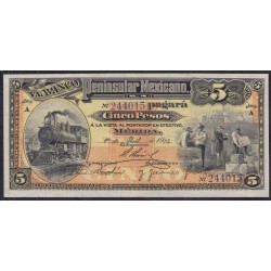 Мексика 5 песо 1.04.1914 (MEXICO 5 pesos Banco de Mexico  1.04.1914  Printer ABNC, New York ) P S465: UNC