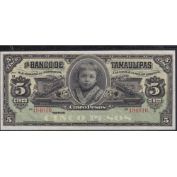 Мексика 5 песо 1902 - 1914 года (MEXICO 5 PesosBanco de Tamaulipas 1902-1914)  P S429r: UNC