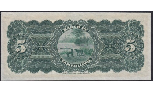 Мексика 5 песо 1902 - 1914 года (MEXICO 5 PesosBanco de Tamaulipas 1902-1914)  P S429r: UNC